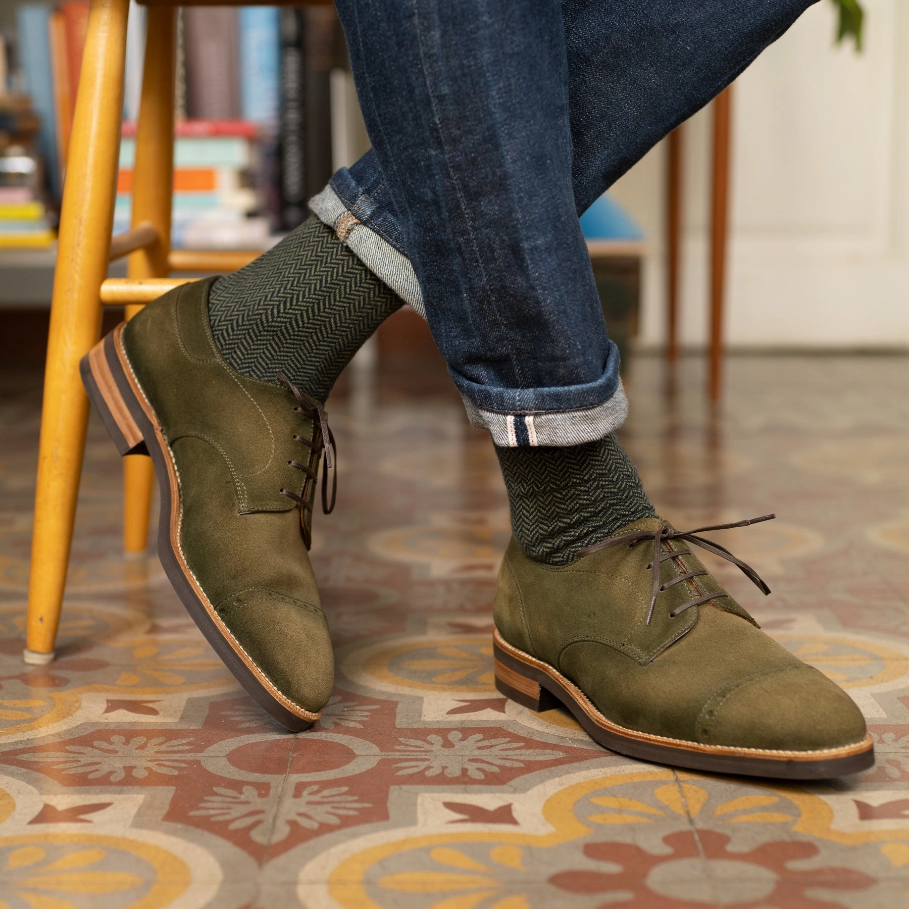 Bernat Brogue Derby Mto - Fern Green Suede Form-To-Function