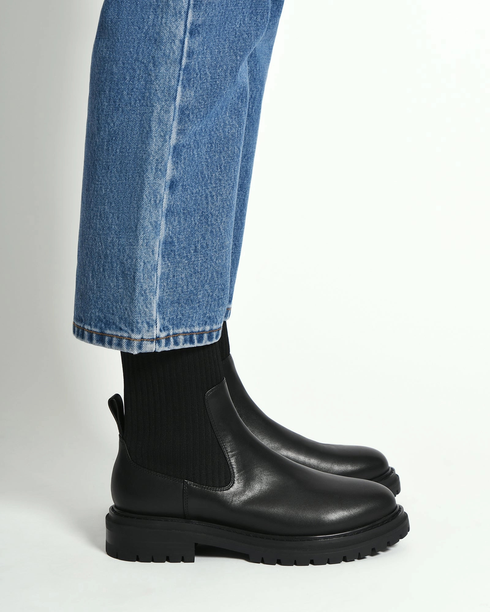 Designed With Rhythm Bertie Flat Ankle Boots Black Leather