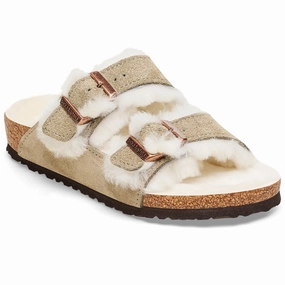 Crafted Ease Birkenstock Arizona Kids Leve Shearling Taupe Laf Sandals