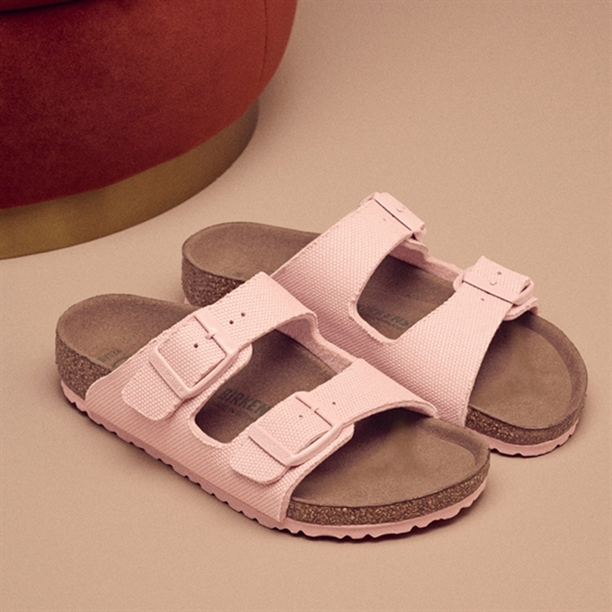 Movement-Inspired Form-Centered Birkenstock Arizona Kids Tex Canvas Soft Pink Sandals