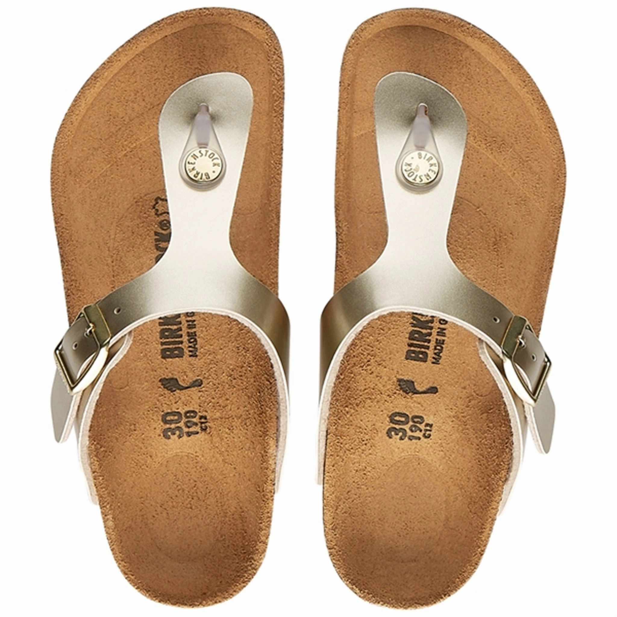 Integrated Cool In-Motion Look Birkenstock Gizeh Kids Electric Metallic Gold Sandals
