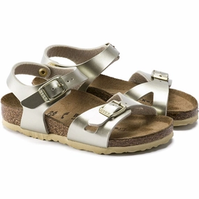 Birkenstock Rio Kids Bf Electric Metallic Gold Sandals Flexible Everyday Subtle Signature