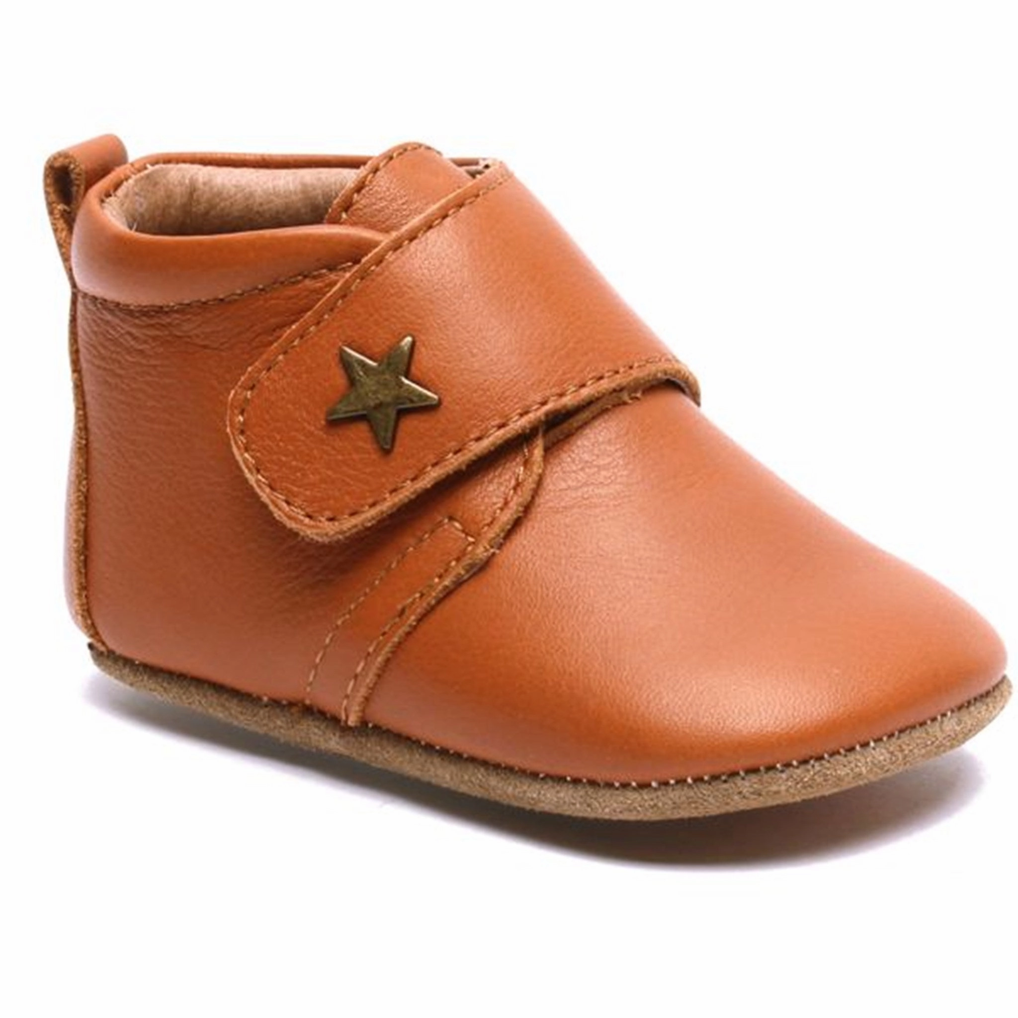 Sleek Comfortwear Bisgaard Indoor Shoes Velcro Star 12301 (Cognac)