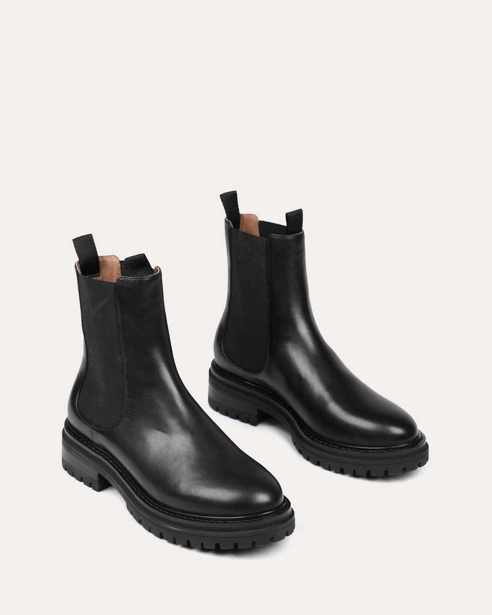 Engineered Casual Style To Evolve Bloom Flat Ankle Boots Black Leather