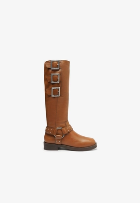 Luccia Buckle Graxo Leather Boot Contemporary Vibes