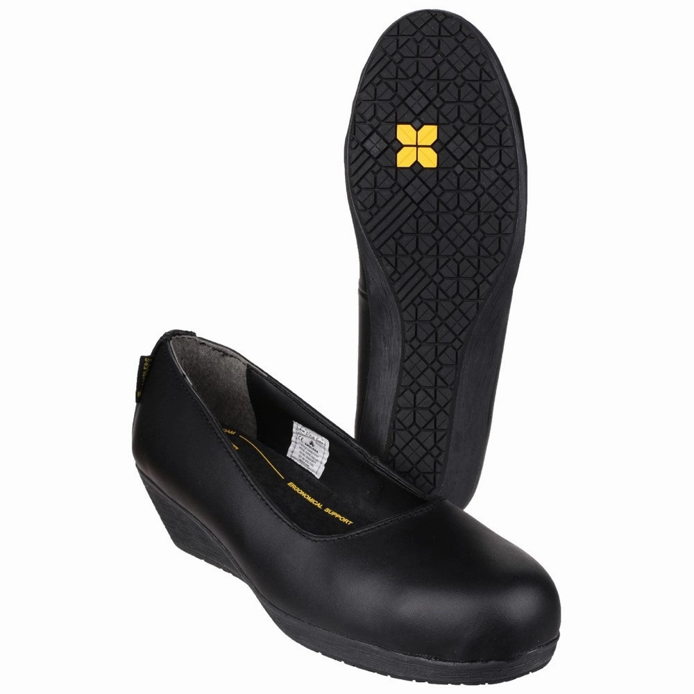 Layer-Easy Form-Focused Amblers Safety Fs107 Antibacterial Memory Foam Slip On Wedged Safety Court Shoe