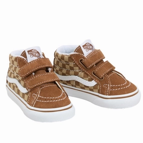 Precision-Fit Vans Neutral Checkerboard Brown/True White Sk8-Mid Reissue V