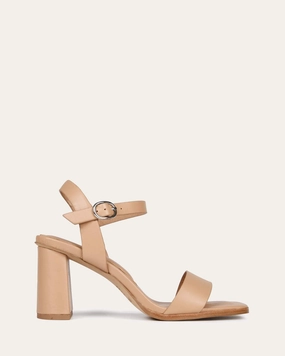 Calais High Heel Sandals Beige Leather Modern Wearables Quiet Boldness