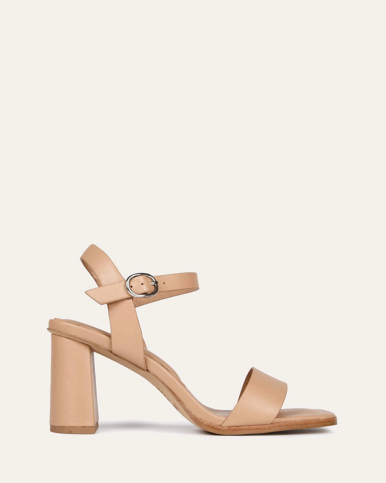 Calais High Heel Sandals Beige Leather Modern Wearables Quiet Boldness