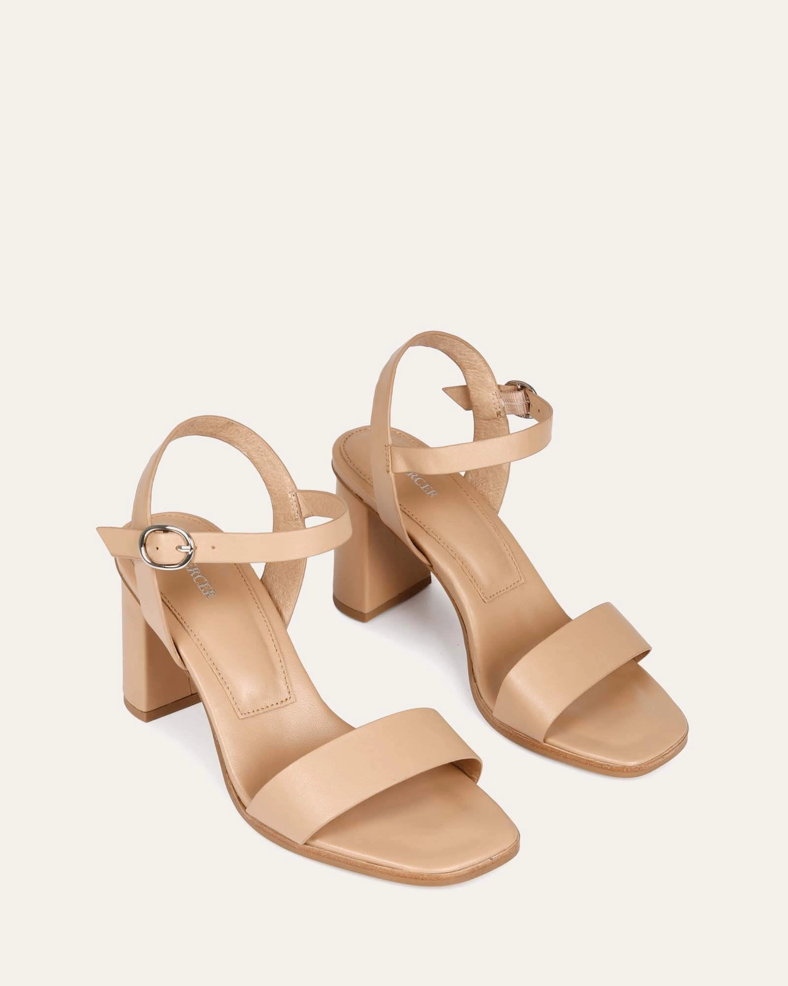 Calais High Heel Sandals Beige Leather Minimal Gear Adaptive Gear