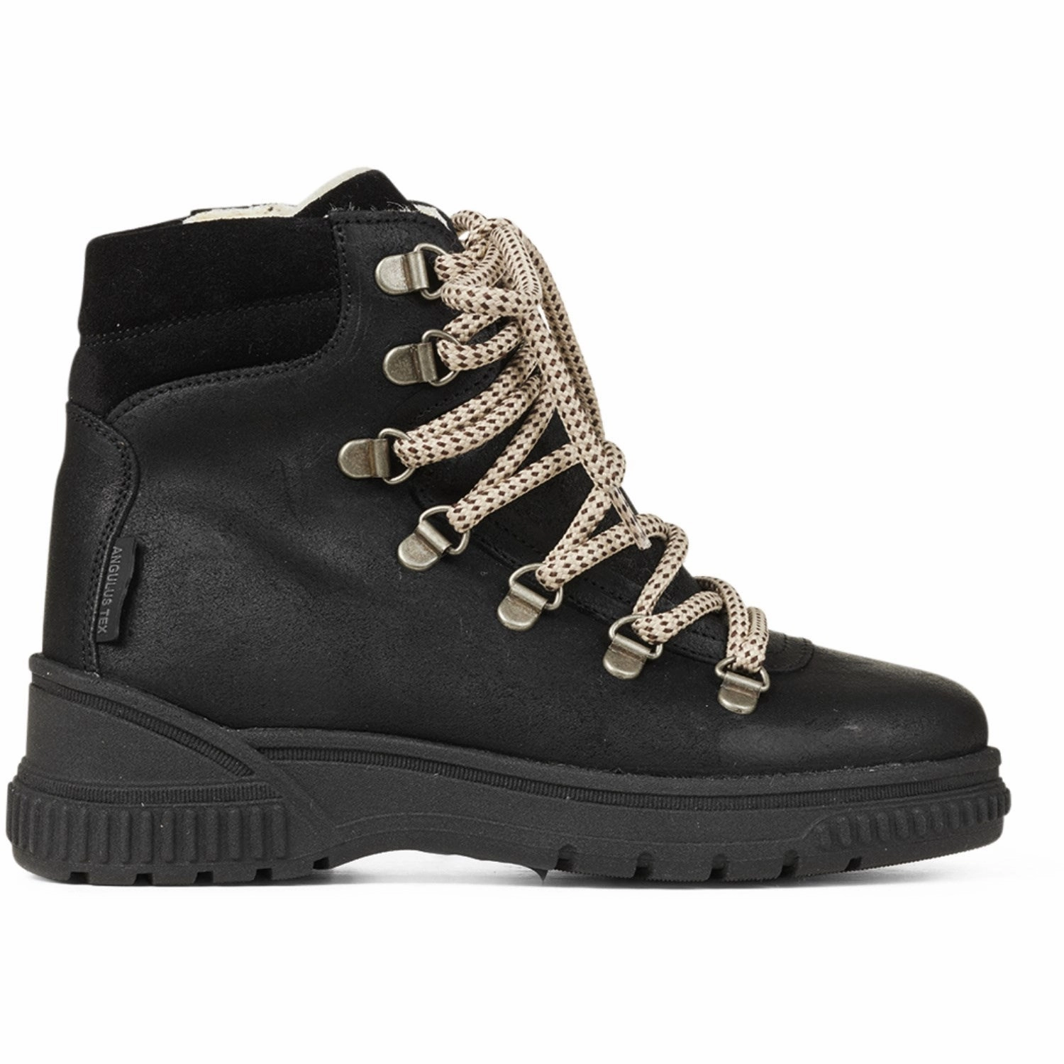 Angulus Black Tex Lace-Up Boot With Wool Lining Refined Structure Calm-Driven Fit