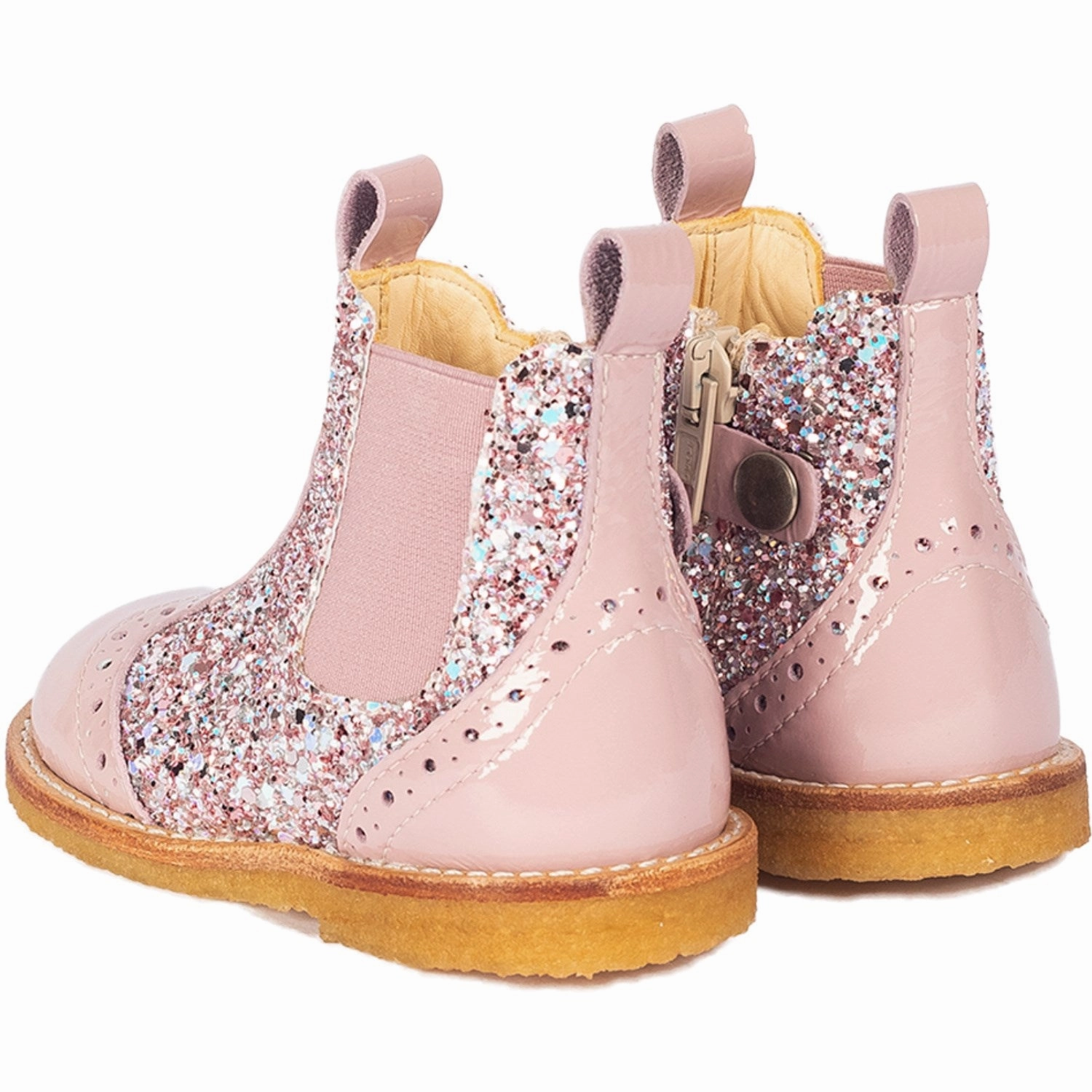 Angulus Mauve/Mauve Glitter Classic Chelsea Boot With Sparkling Glitter Designed With Flow