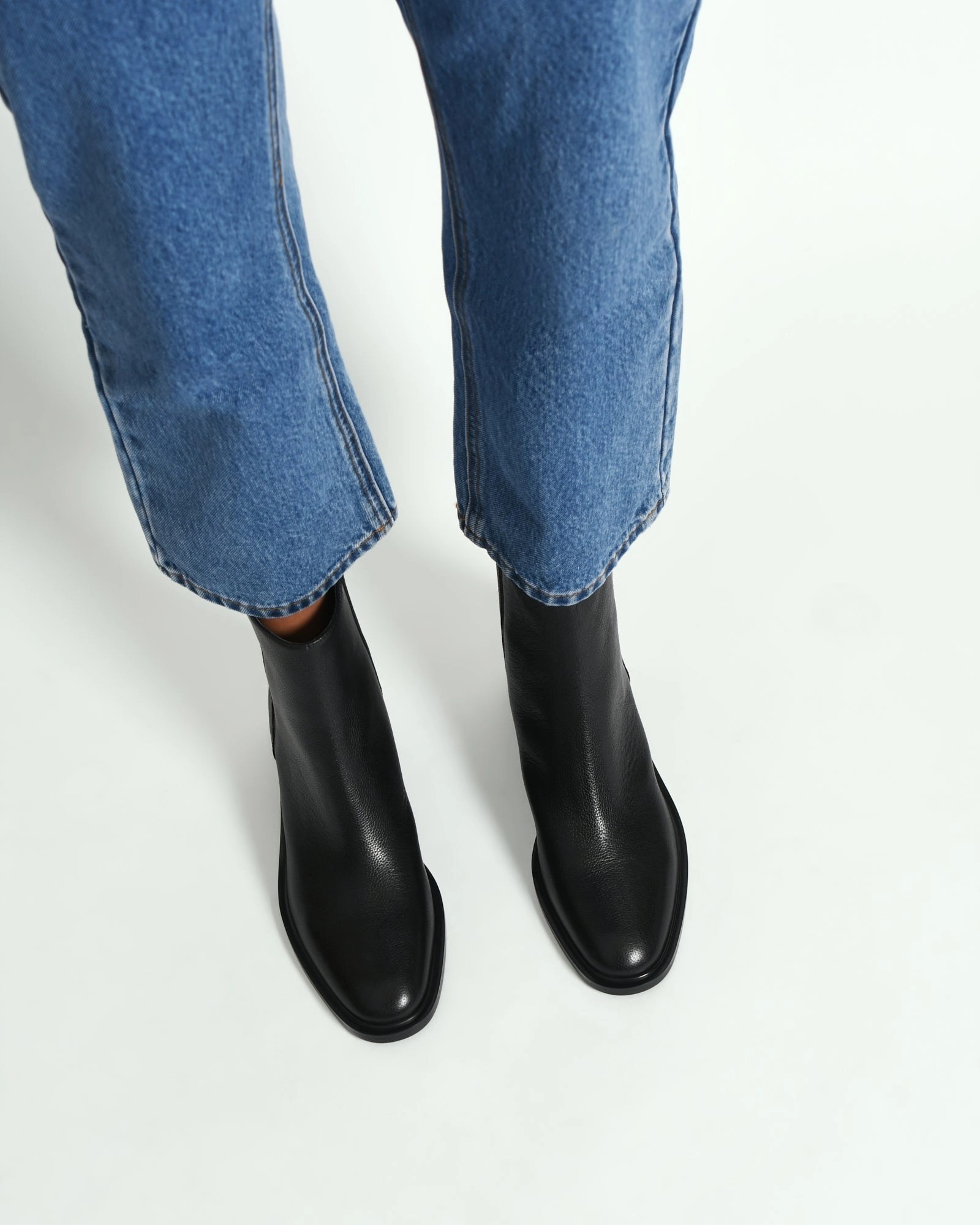 Mason Flat Ankle Boots Black Leather Elevated Layers Calm In Motion