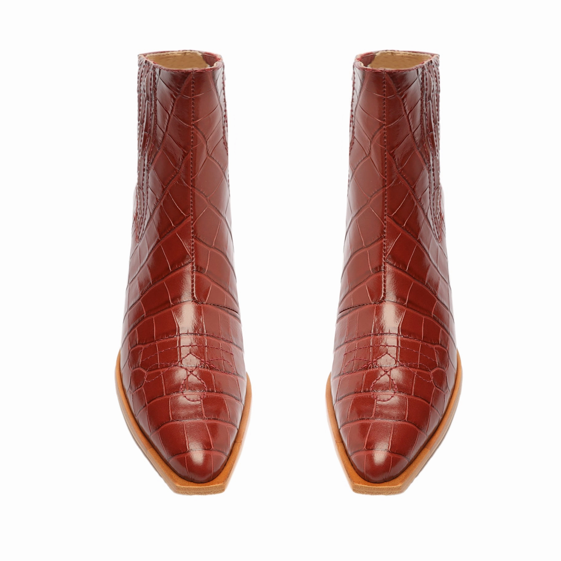 Crafted Flow Briani Crocodile Embossed Leather Bootie