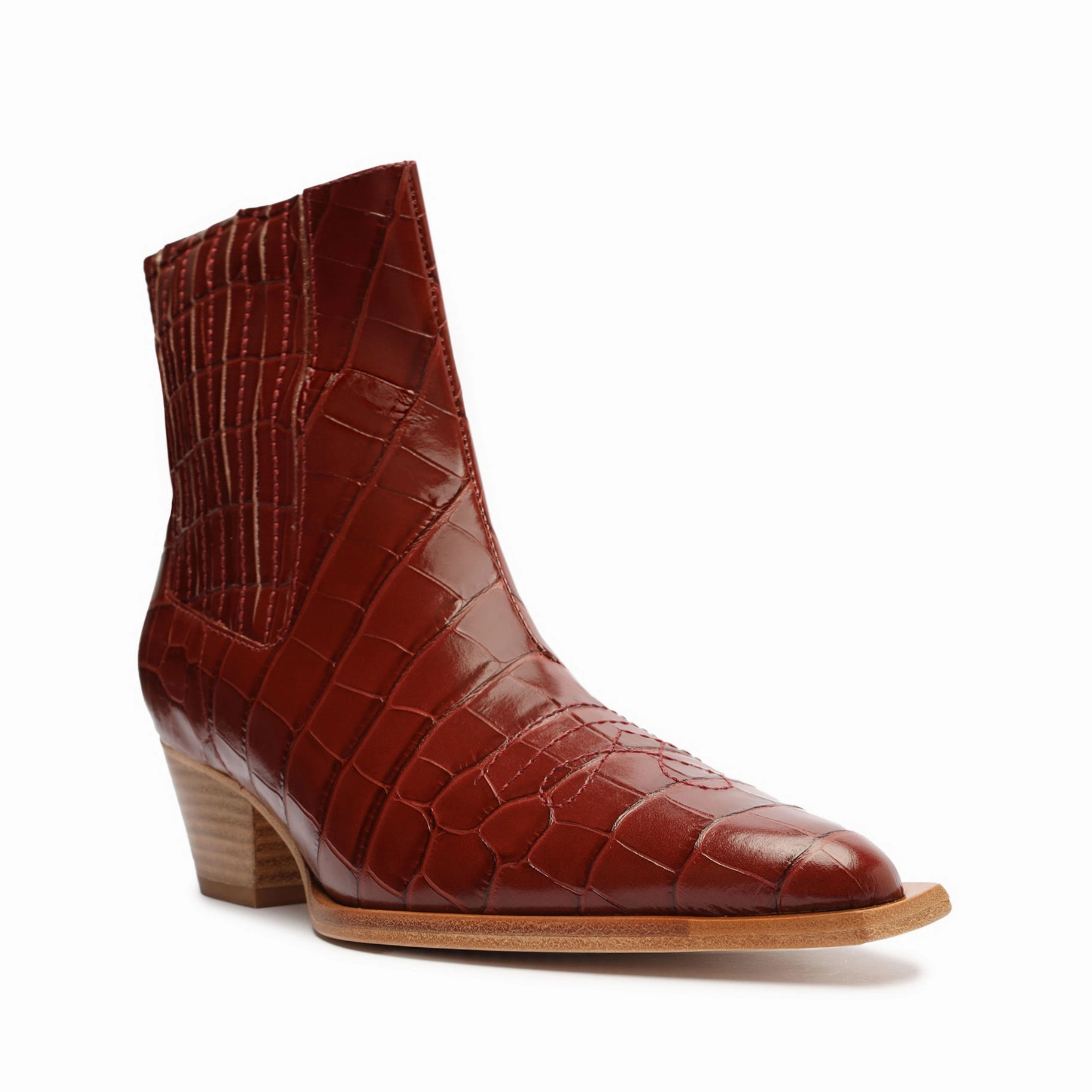 Briani Crocodile Embossed Leather Bootie Timeless Motion Fresh Drop
