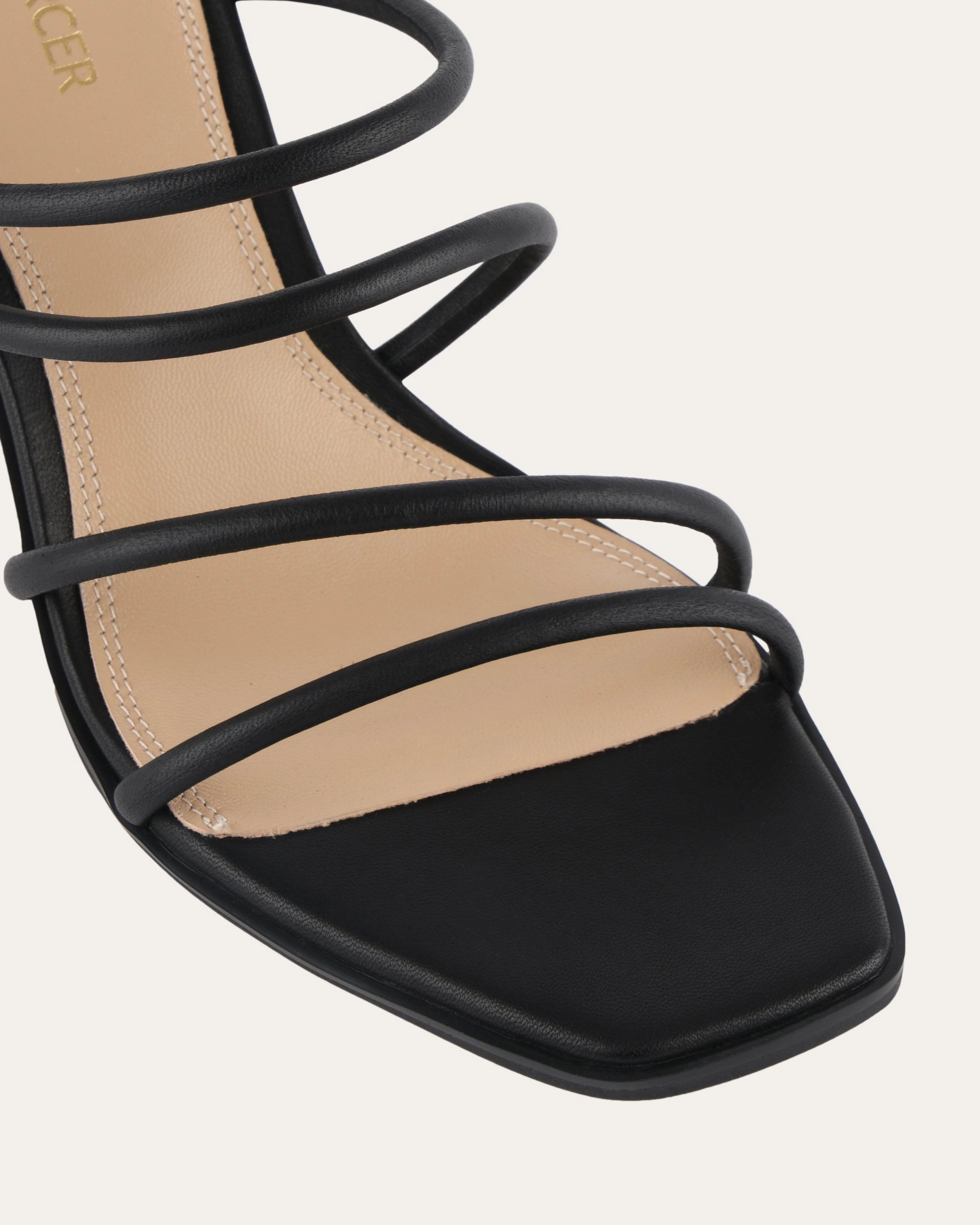 Express In Ease Active Energy Naomi Mid Heel Sandals Black Leather