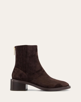 Mason Flat Ankle Boots Bitter Choc Suede Versatility Reimagined