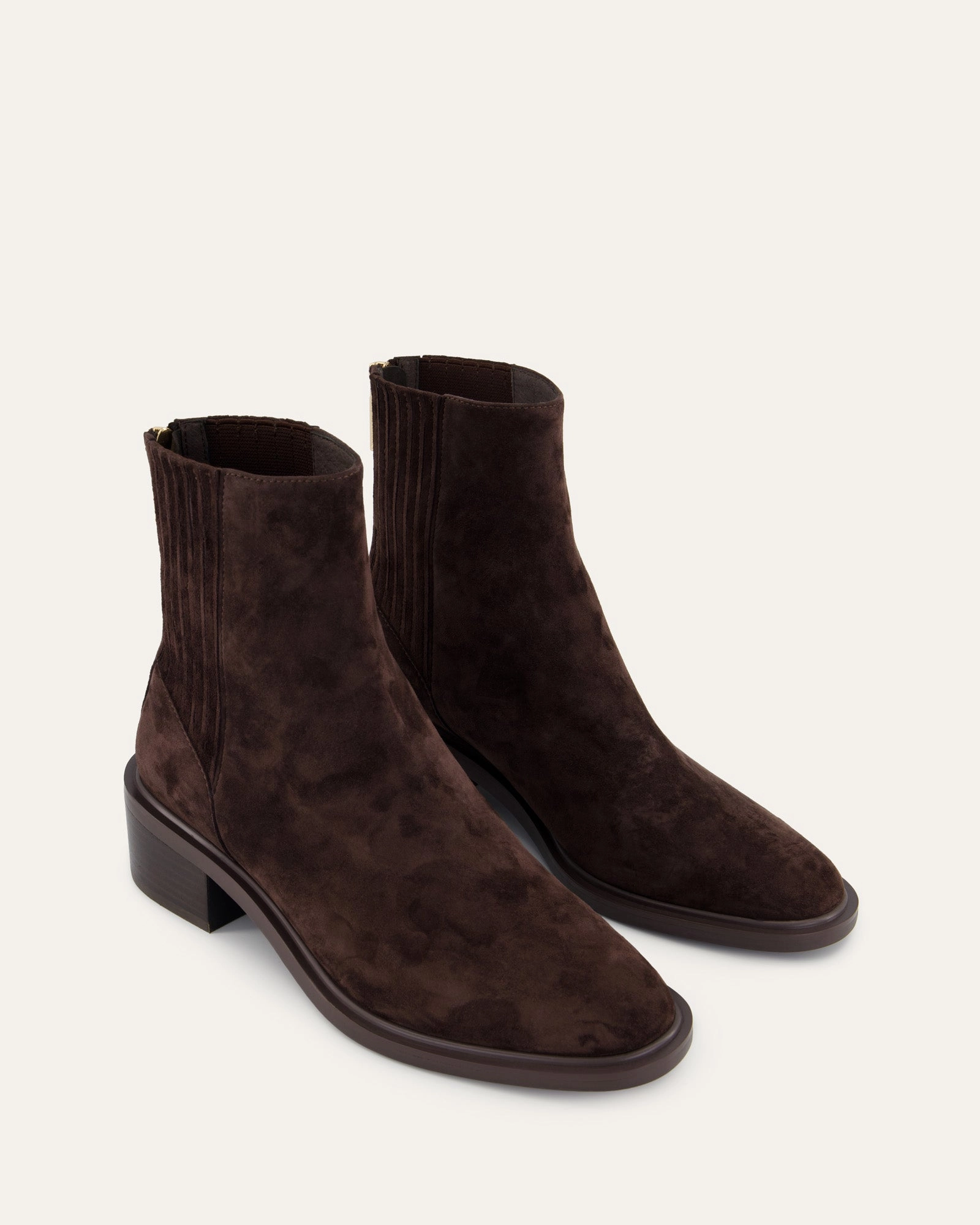 Precision-Made Mason Flat Ankle Boots Bitter Choc Suede