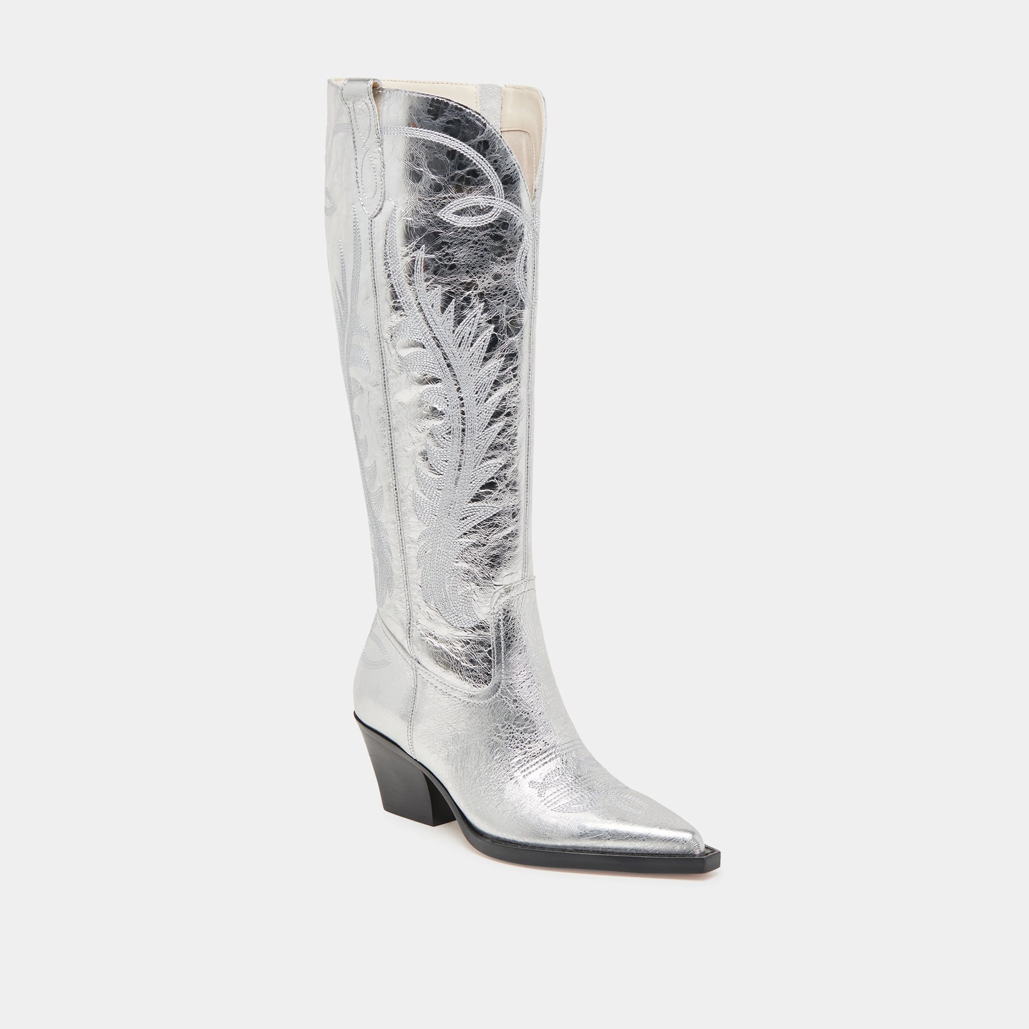 Core Rhythm Ryatt Extra Wide Calf Boots Silver Distressed Leather