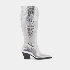 Ryatt Extra Wide Calf Boots Silver Distressed Leather Uncomplicated Fit