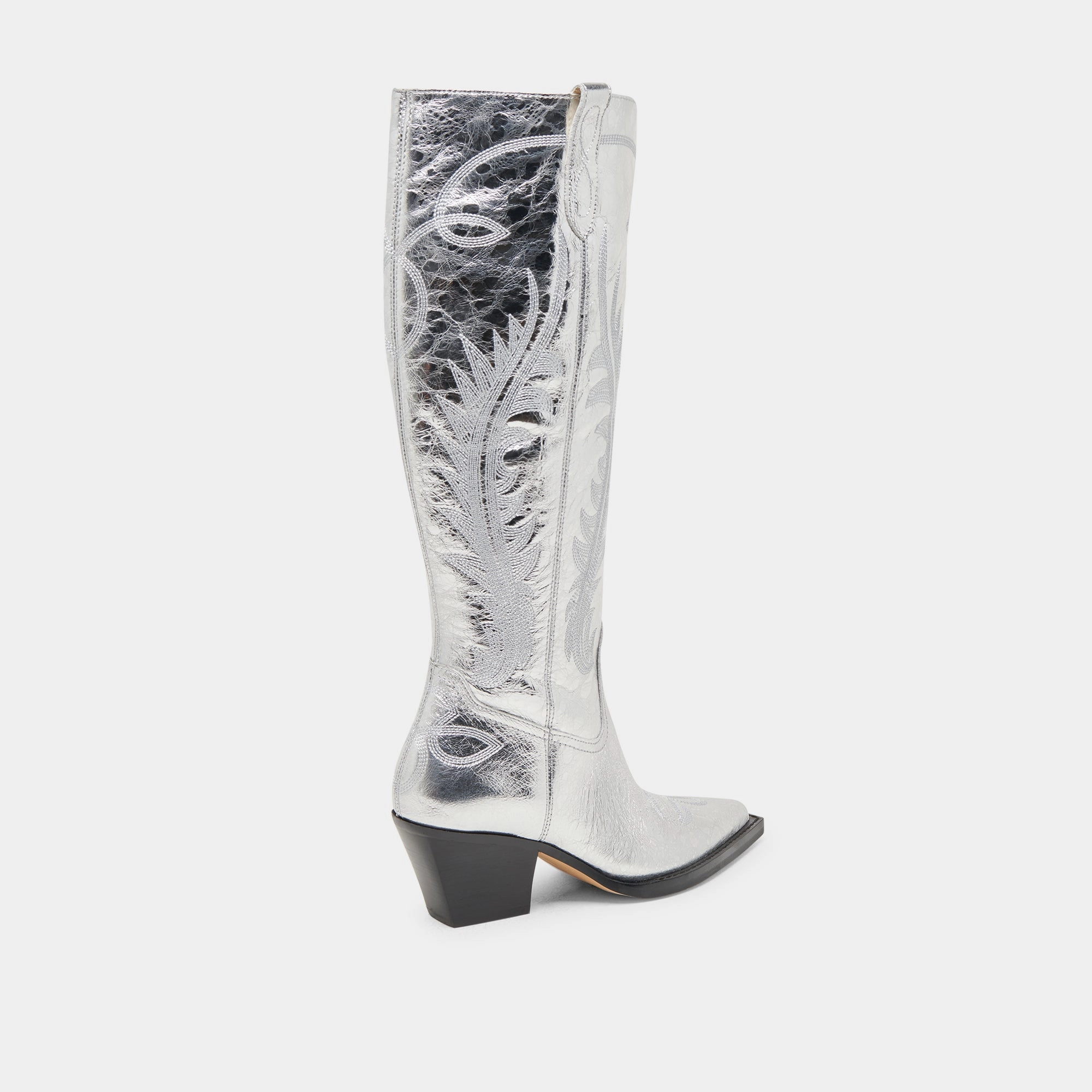 Ryatt Extra Wide Calf Boots Silver Distressed Leather Essentials, Redesigned