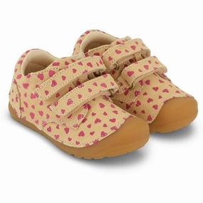 Bundgaard Prewalker Petit Strap Canvas Beige Hearts Style Built In Quiet Impact