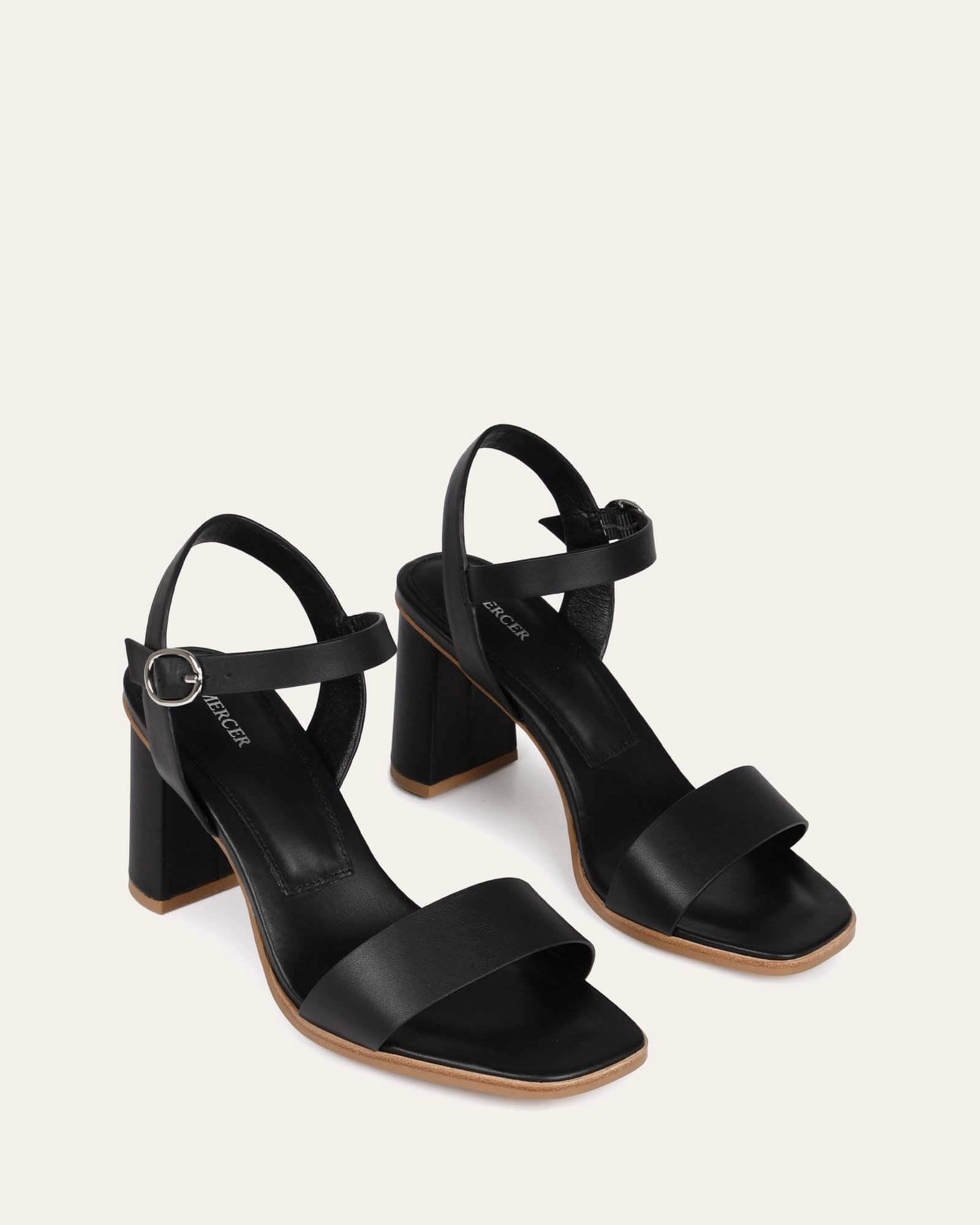 Calais High Heel Sandals Black Leather Lightweight Presence Effortless Edge