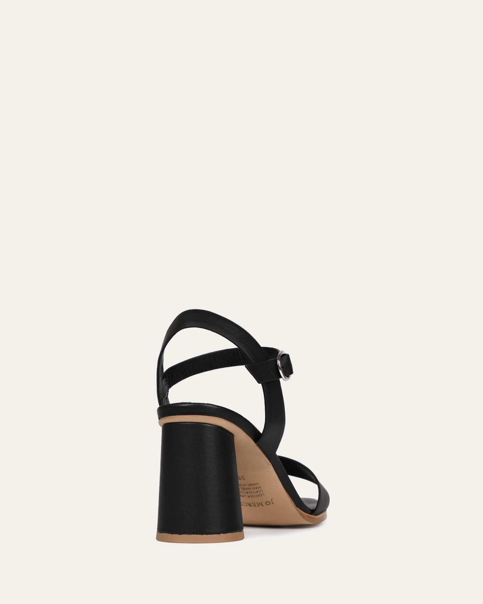 Calais High Heel Sandals Black Leather Purpose-Led