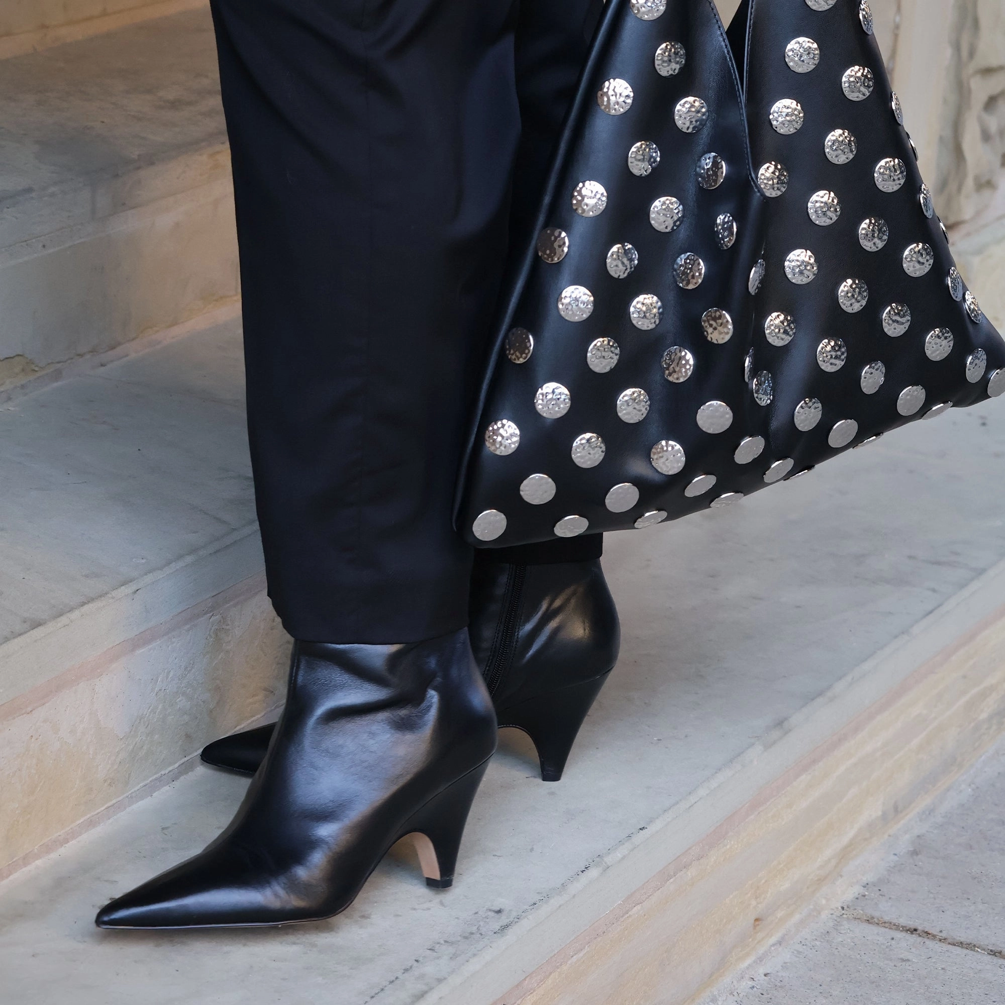 Designed To Layer Calico Booties Black Leather