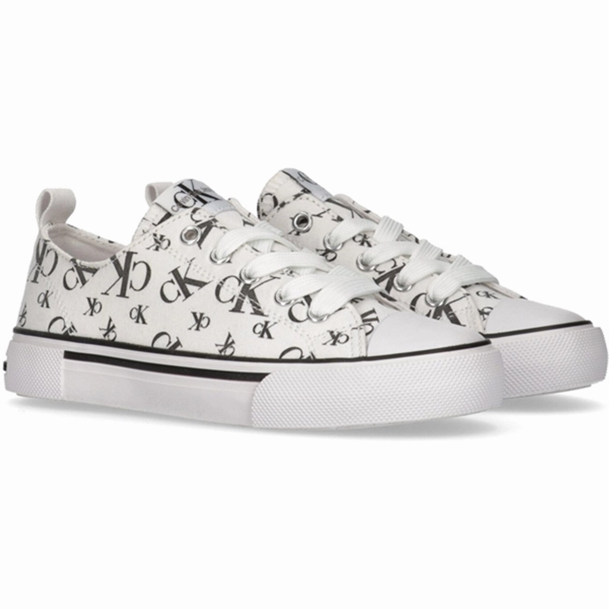 Future In Motion Calvin Klein Logo All Over Low Cut Lace-Up Sneakers White