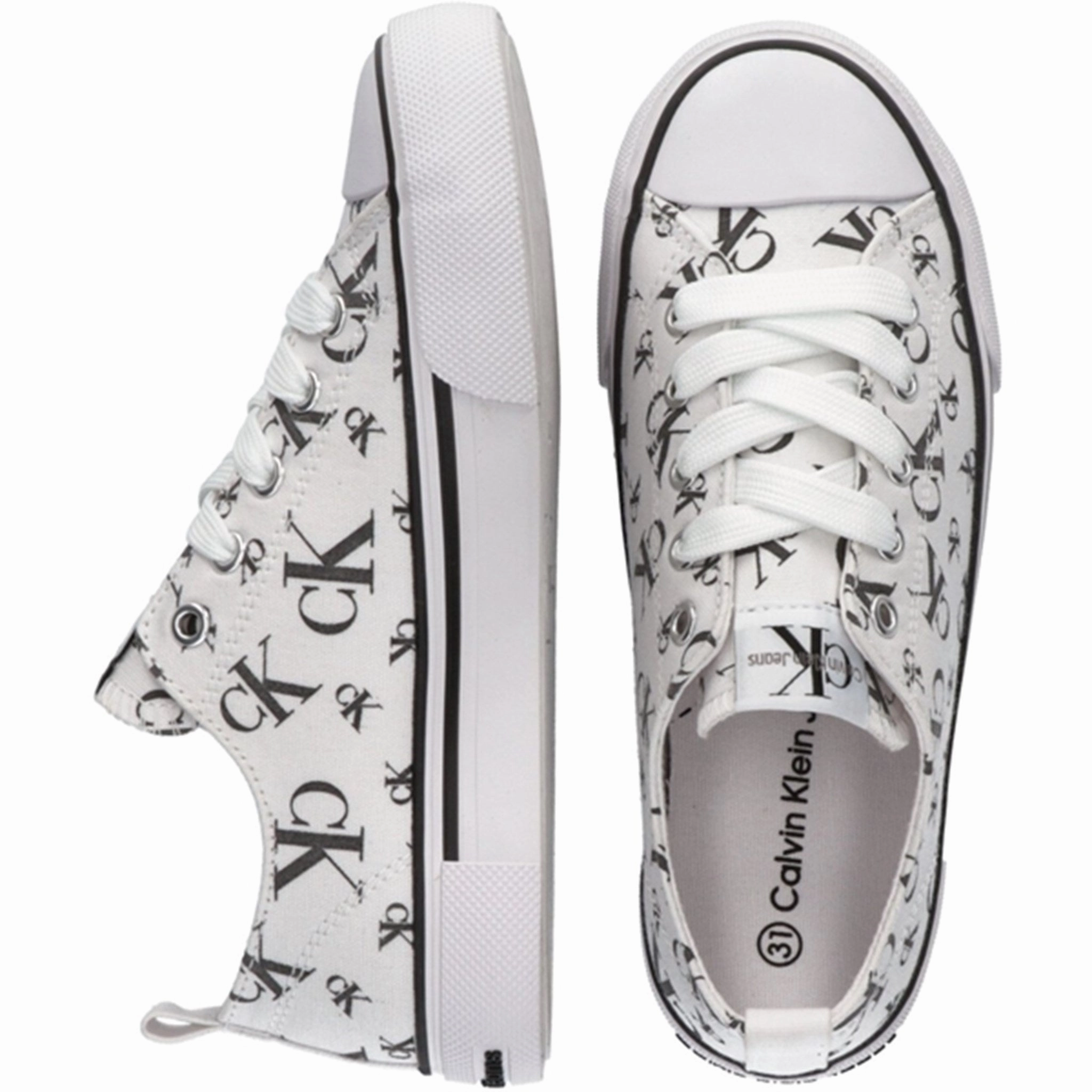 Calvin Klein Logo All Over Low Cut Lace-Up Sneakers White Built To Adapt