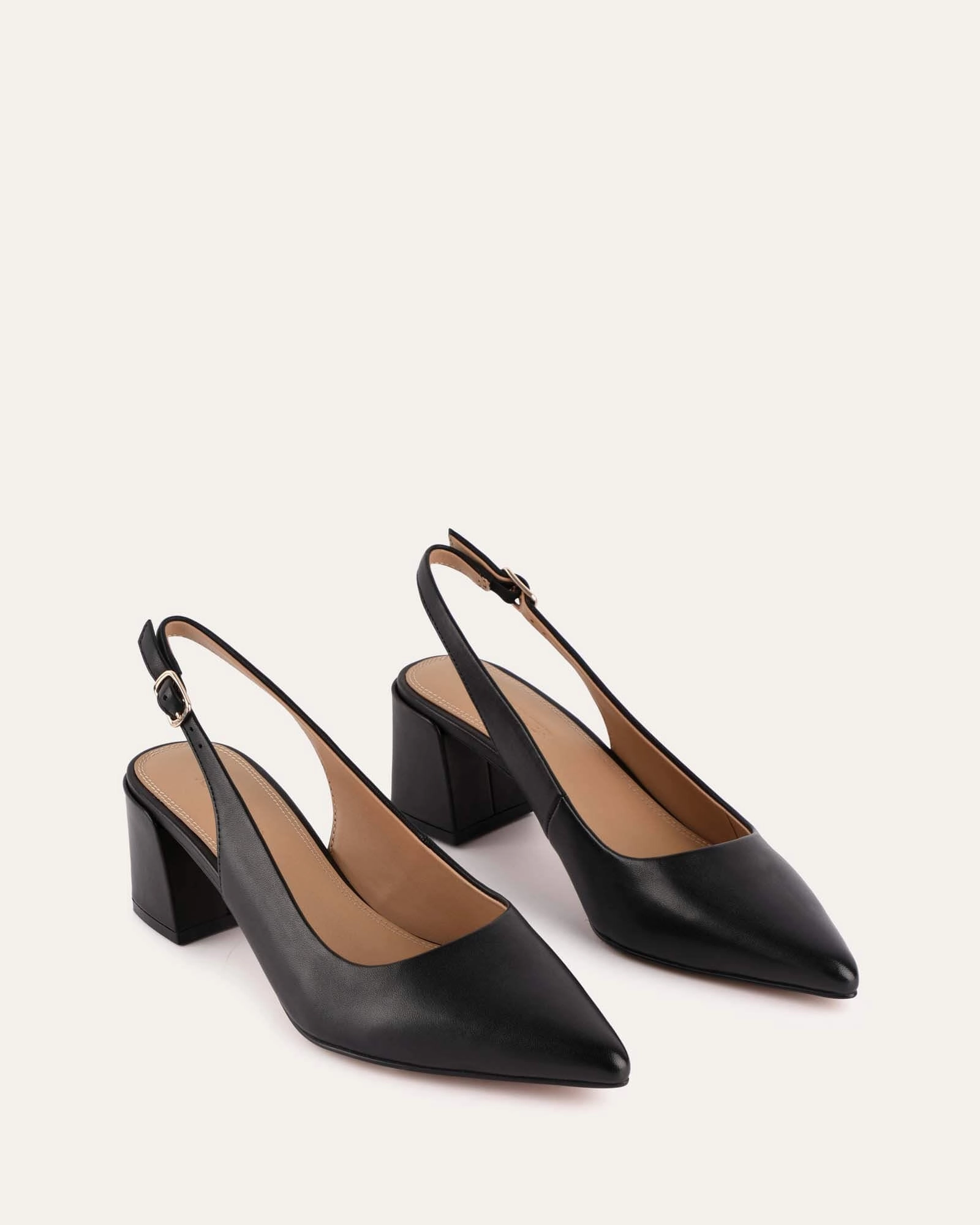 Daily Vibe Refined Flowwear Cara Low Heels Black Leather