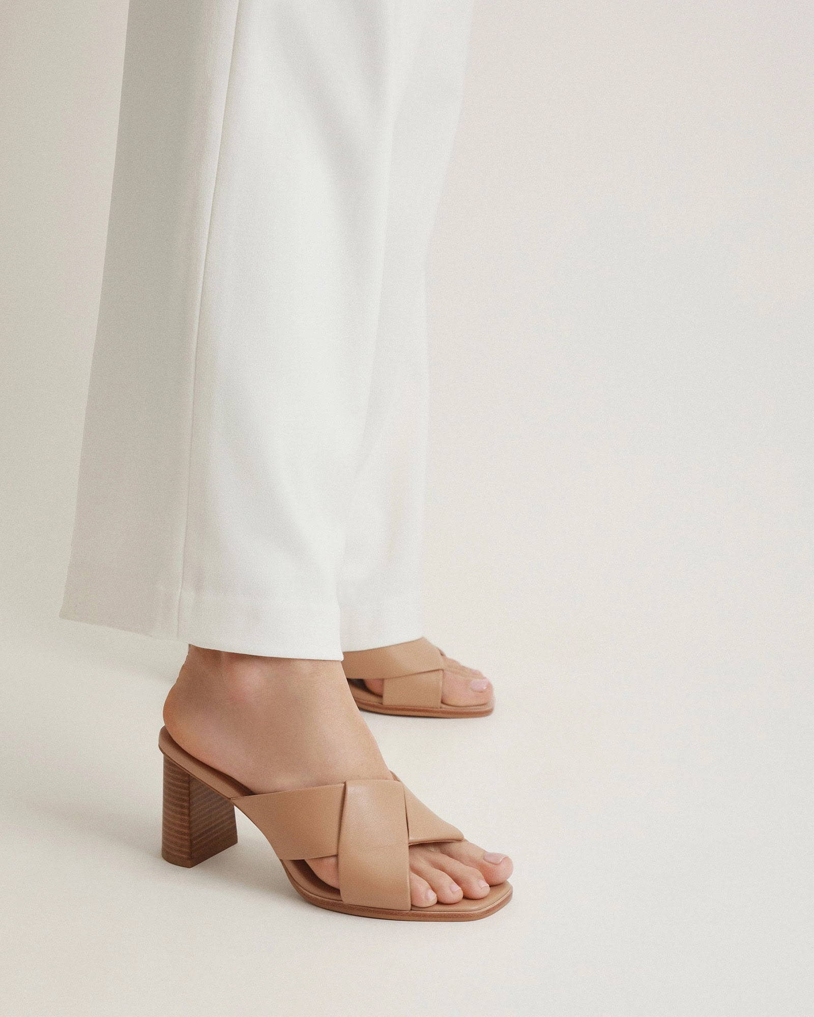 Carrie Mid Heel Sandals Beige Leather Crafted Lifestyle Gear Daily Essentials