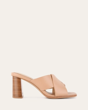 Active Ease Modern Motion Carrie Mid Heel Sandals Beige Leather
