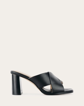 Carrie Mid Heel Sandals Black Leather Multi-Wear Essentials City Ready