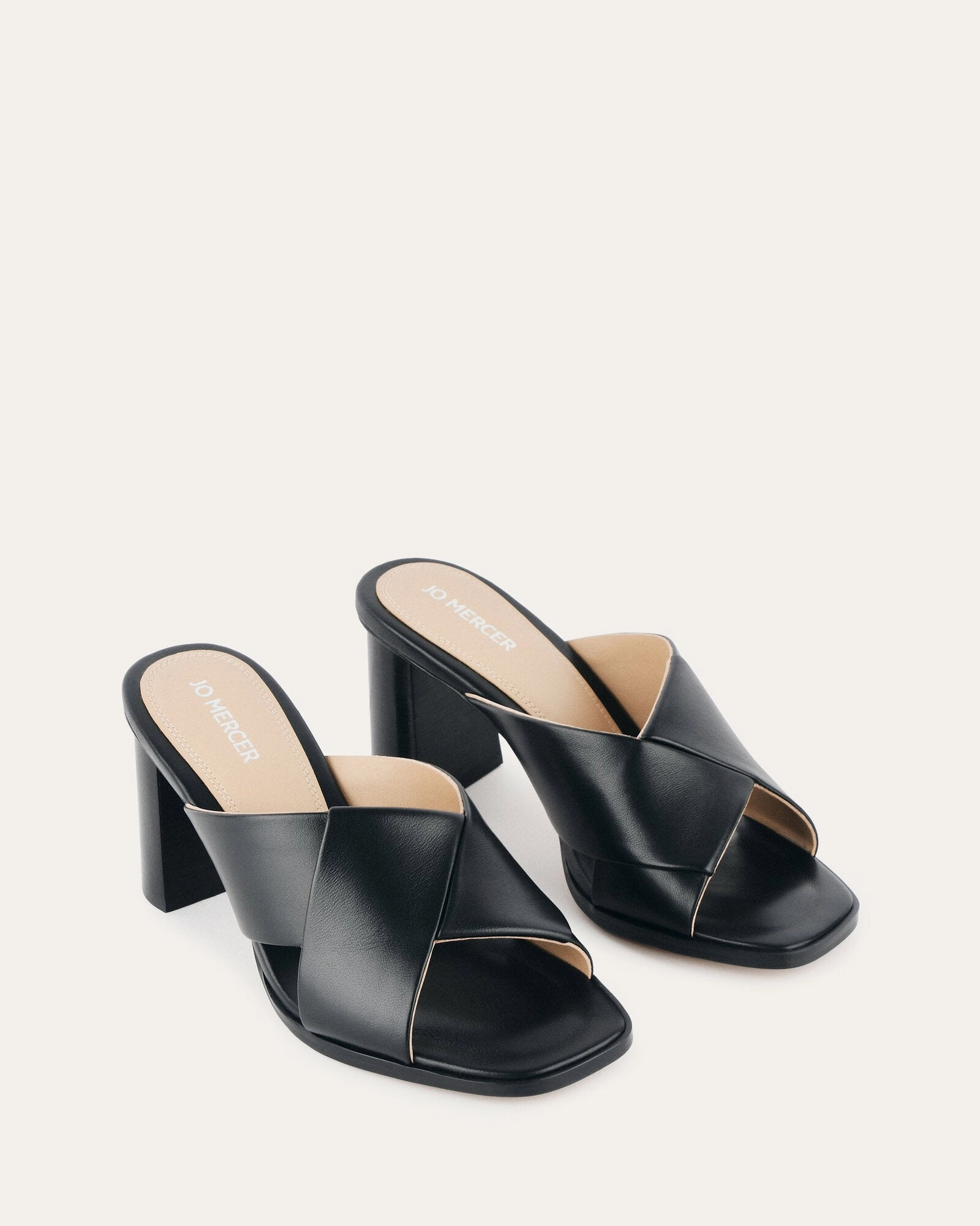 Elevated Minimal Carrie Mid Heel Sandals Black Leather