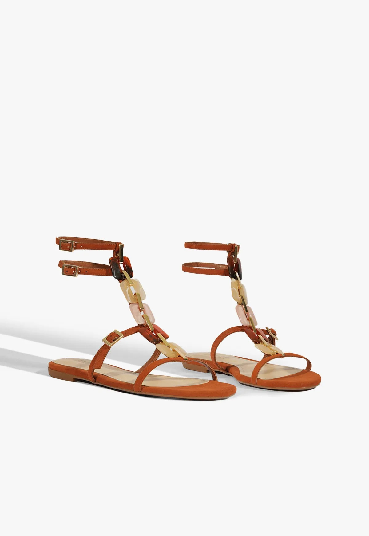 Ease Engineered Cassandra Brown Suede Flat Sandal