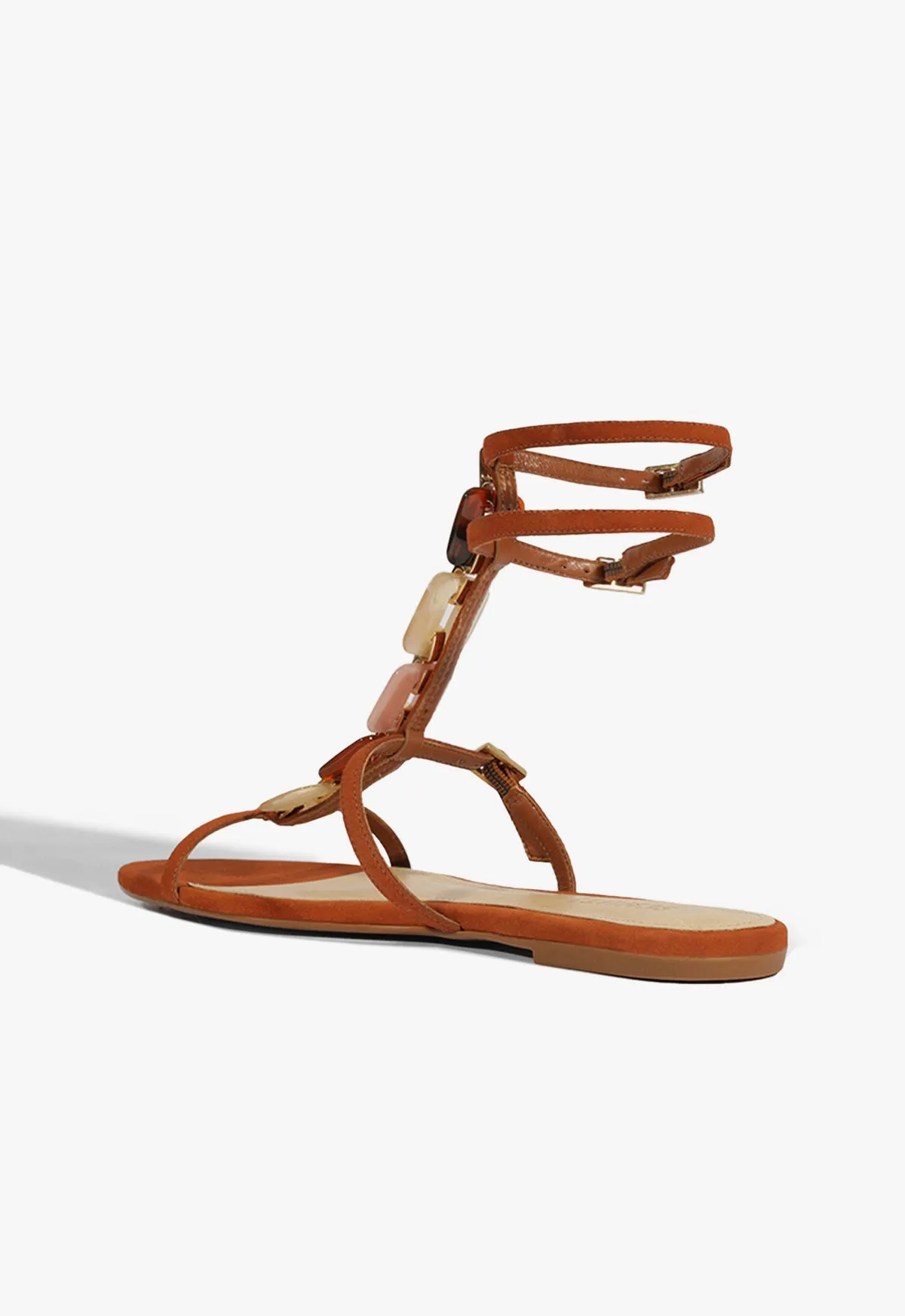 Cassandra Brown Suede Flat Sandal Multi-Wear Outfit Minimal Movement