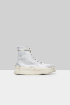 Cassapana Polacco Leather High Top Shoe In White Grey Crafted Fit