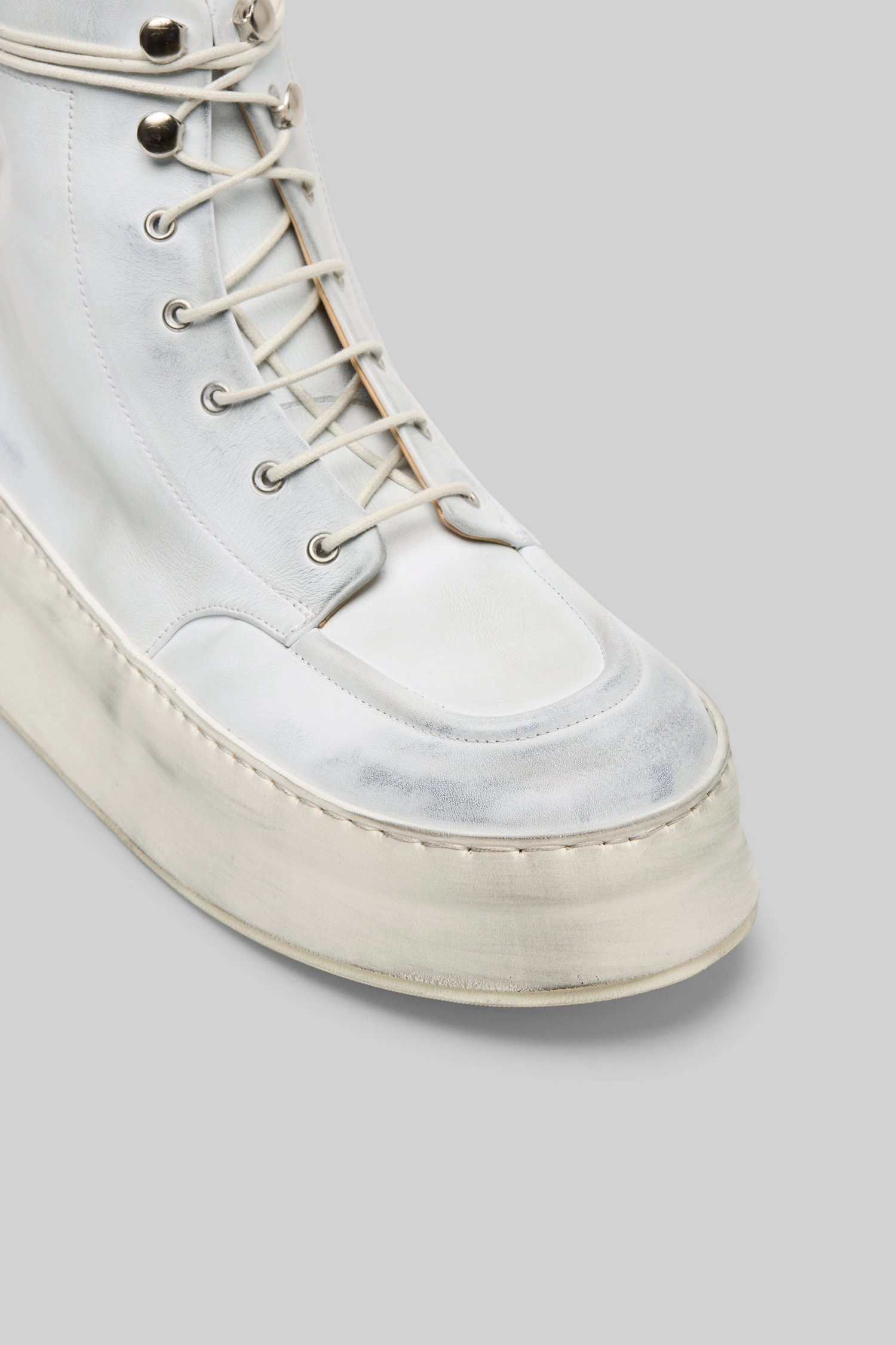 Cassapana Polacco Leather High Top Shoe In White Grey Live Lightwear Dynamic Looks