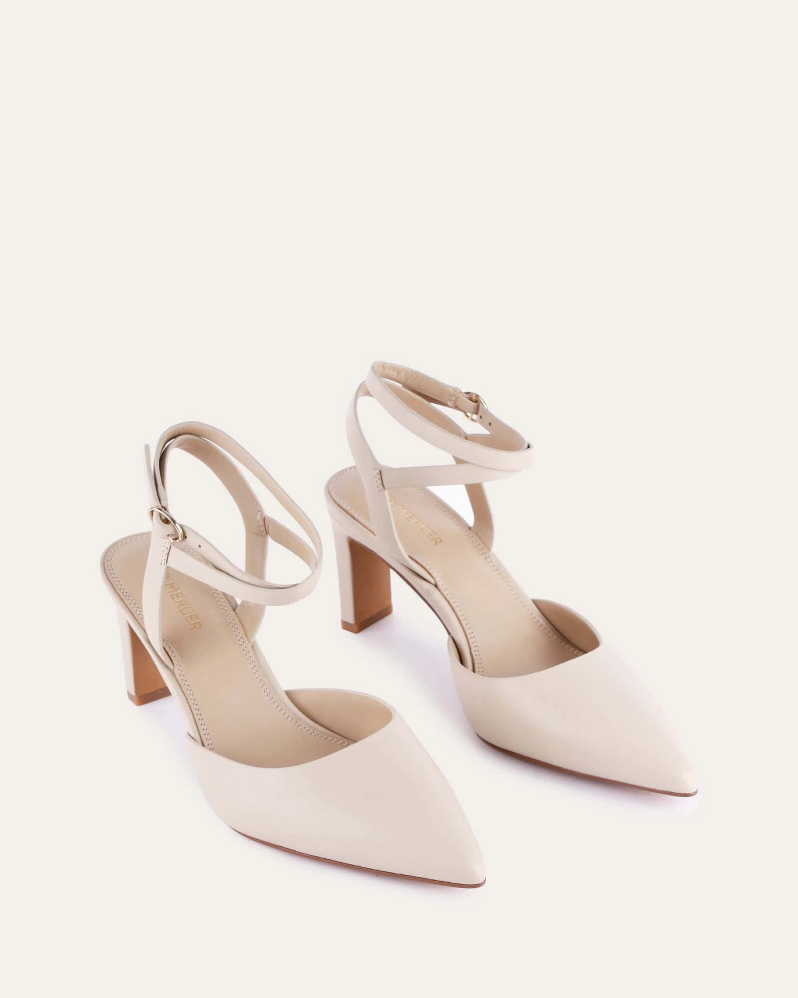 Calm Crafted Low-Key Bold Khloe Mid Heels Sand Leather