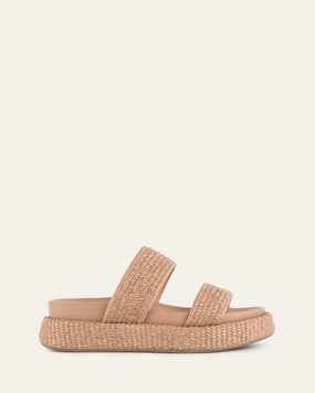 Crafted In Flow Marco Flat Sandals Tan Raffia