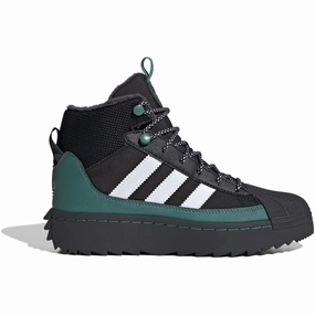 Adidas Originals Core Black/White/Active Green Superstar Winter Trek J Boots Sleek Routine Sleek Presence