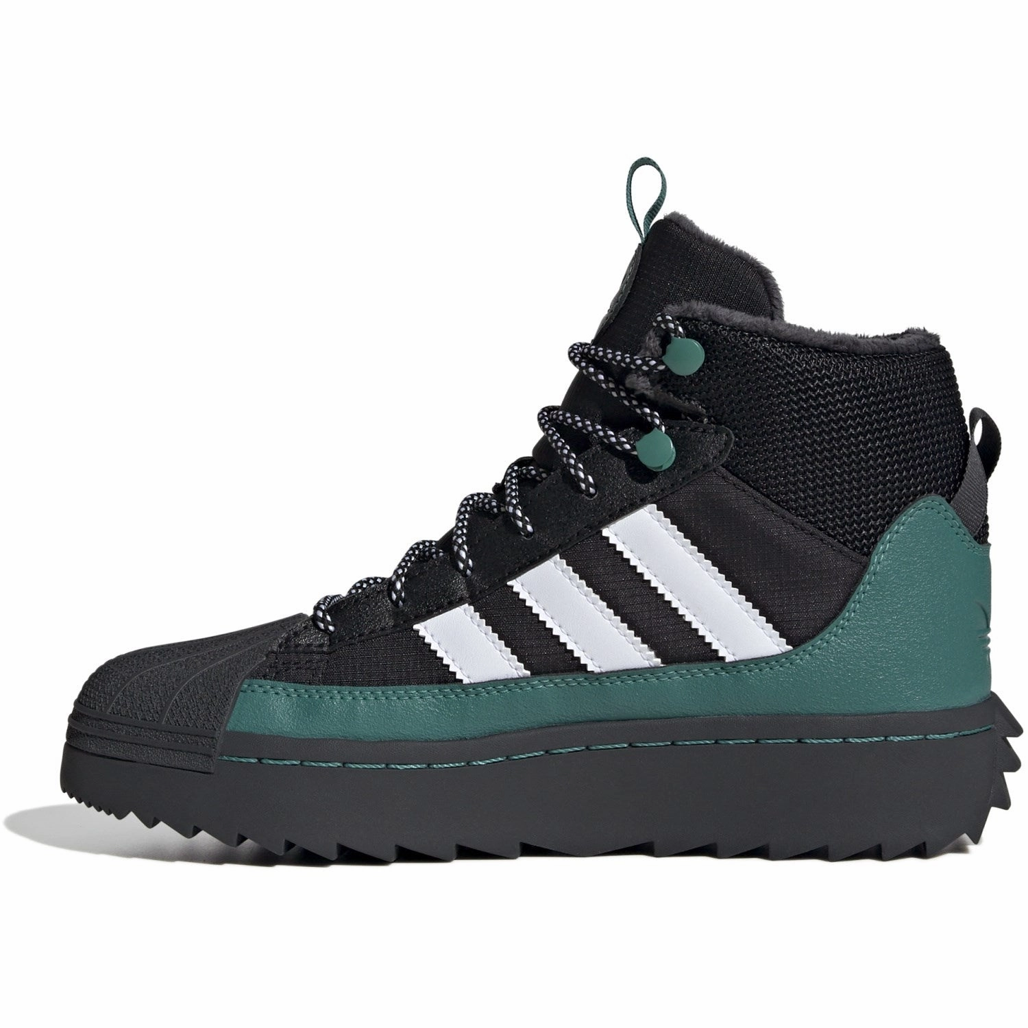 Streamline Your Day Adidas Originals Core Black/White/Active Green Superstar Winter Trek J Boots