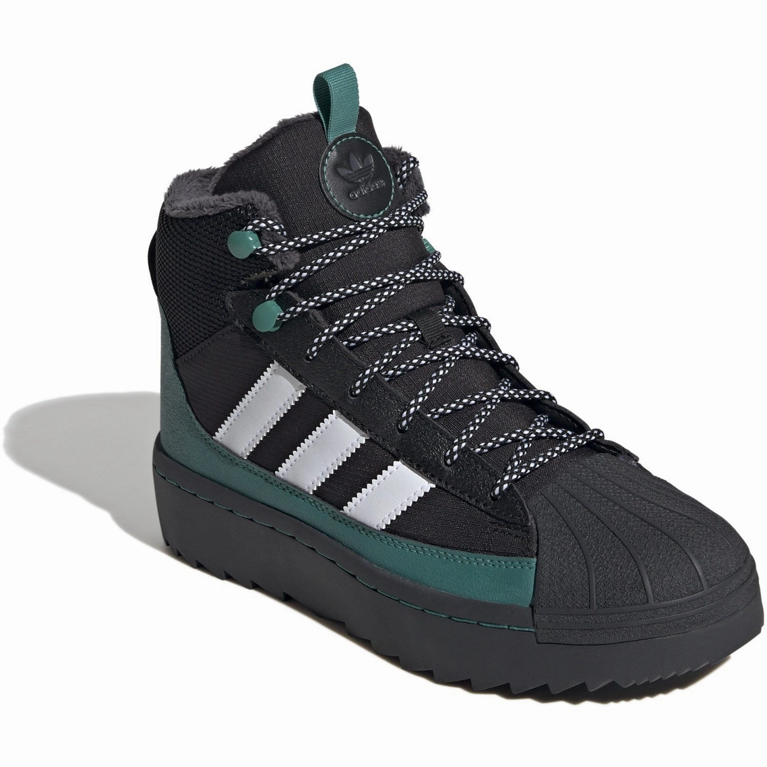 Adidas Originals Core Black/White/Active Green Superstar Winter Trek J Boots Everyday Comfort Layer Your World