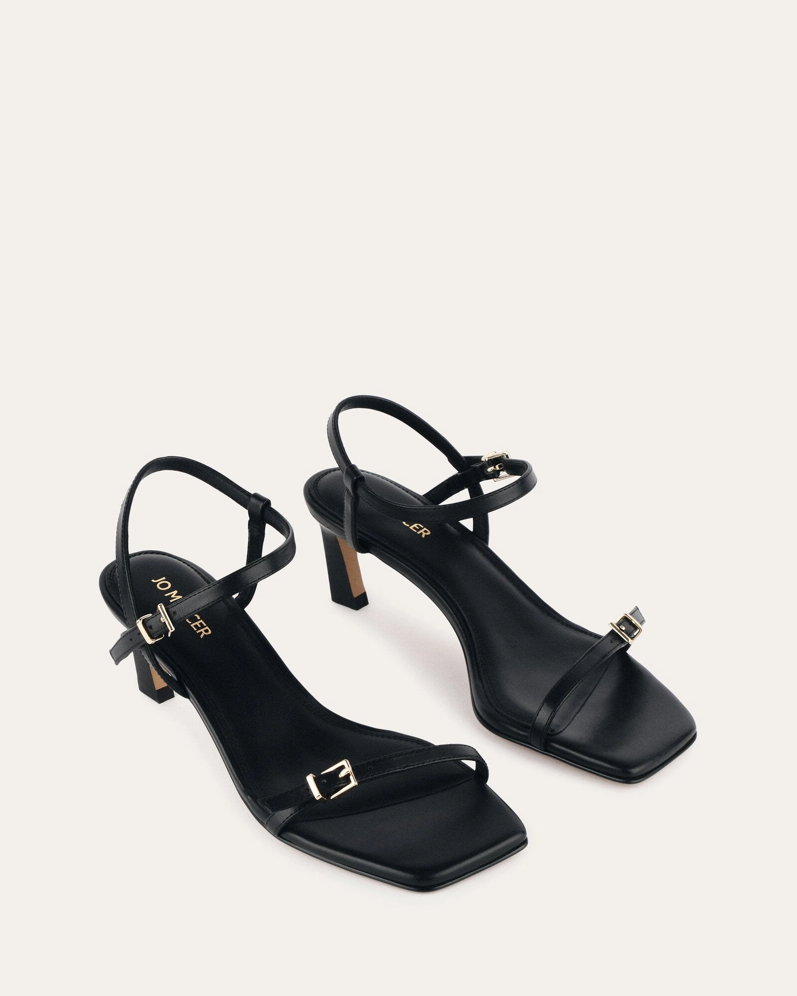 Gianni Mid Heel Sandals Black Leather Design Under Control