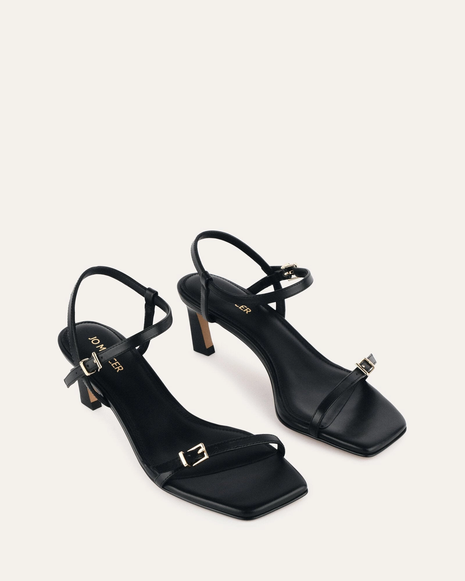 Designed To Perform Gianni Mid Heel Sandals Black Leather