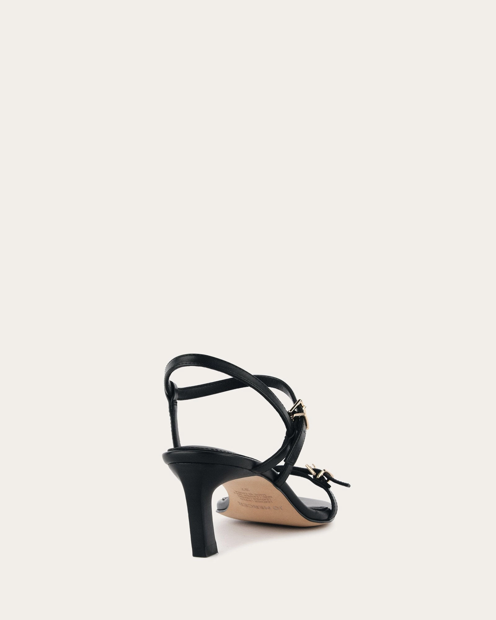 Designed For Fluidity Elevated Gear Gianni Mid Heel Sandals Black Leather
