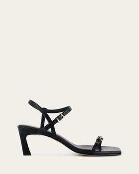Less Is Bold Gianni Mid Heel Sandals Black Leather