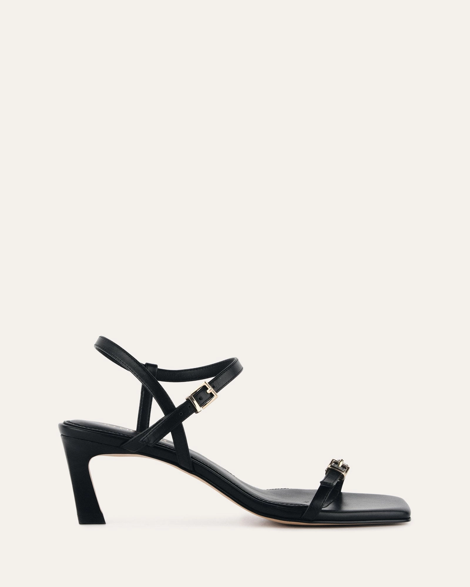 Gianni Mid Heel Sandals Black Leather Refined Comfort Your Core Layer